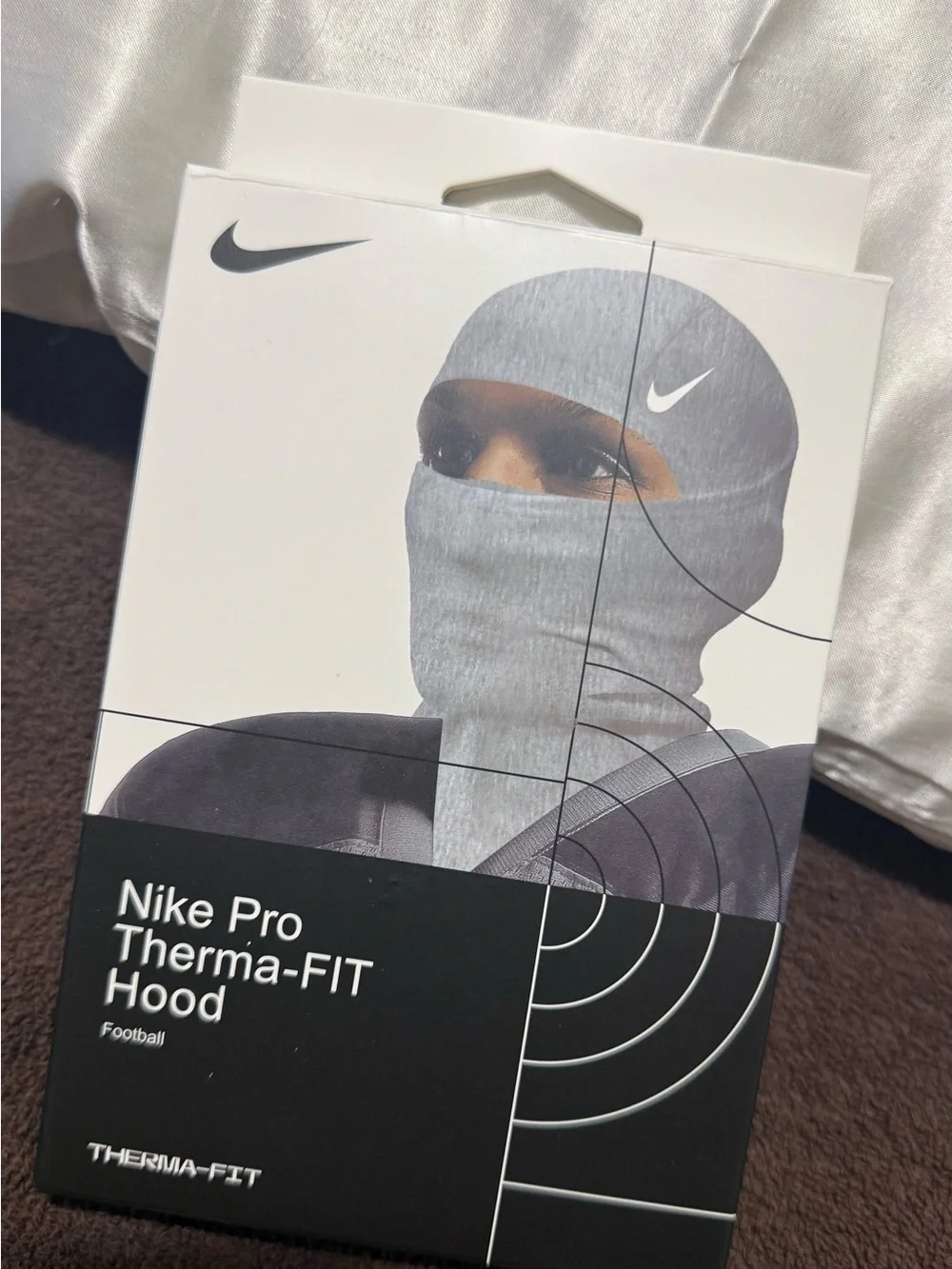 Nike Gray Hooded Mask in Packaging with White Text - Football
